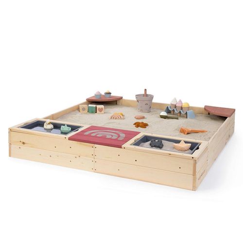 Muddy Buddy Sandkasten Beach Rebel , Rosa, Natur , Holz , Zypresse , massiv , 125x20x135 cm , EN 71 , Spielzeug, Holzspielzeug