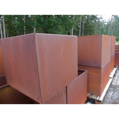Cortenstahl Pflanzring quadratisch 70x70x50 Rostkübel Rost Stahl Kübel Blumenkübel XXL