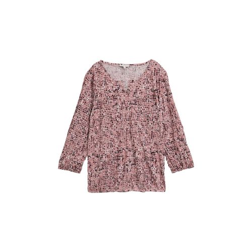 TOM TAILOR Damen Crinkle Blusenshirt mit Muster, rosa, Gemustert, Gr. XL
