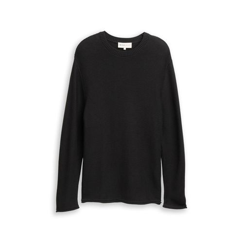 TOM TAILOR DENIM Herren Relaxed Fit Strickpullover, schwarz, Uni, Gr. S