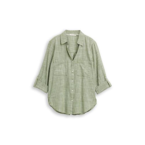 TOM TAILOR Damen Bluse mit Brusttaschen, grün, Meliert, Gr. 44