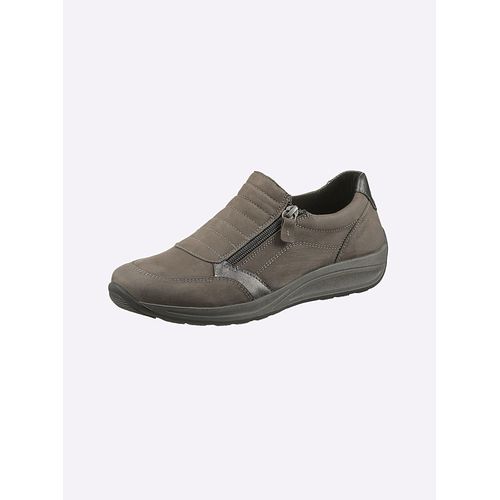 Slipper CASUAL LOOKS, Damen, Gr. 39, grau (taupe), Glattleder, Nubukleder, Rindsleder, Schuhe
