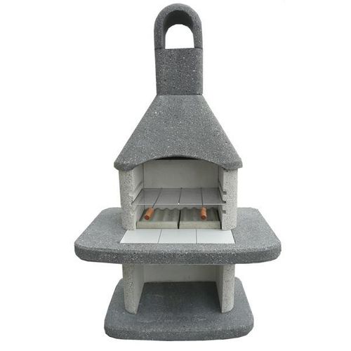 Wellfire Gartenkamin / Grillkamin Siesta schwarz / weiss 185x110x73cm