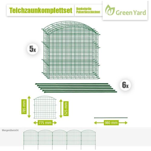 Powertec Garden Teichzaun Oberbogen, Dunkelgrün