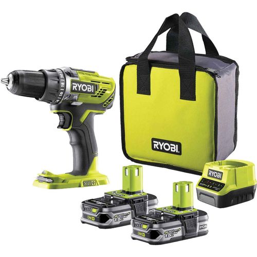 RYOBI Akku-Bohrschrauber R18DD3-215S ONE+ Akkuschrauber, Bohrmaschine, Drehmoment 50Nm, 18V 1,5Ah