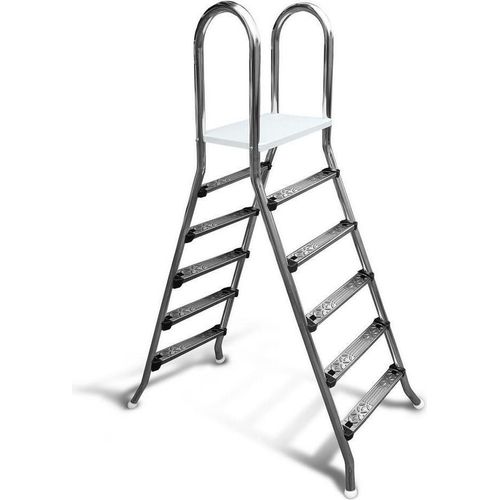 Poolleiter Classic 150/150 cm I 2 x 5-stufig I V2A Edelstahl Leiter Treppe