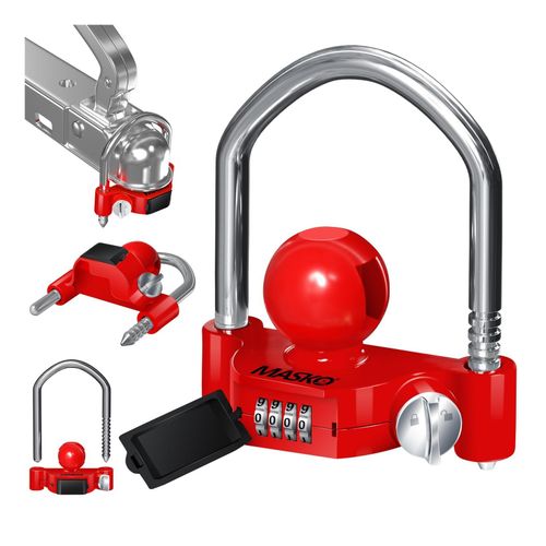 MASKO® Anhängerschloss Zahlenschloss mit 4 Stellig Code für gängige Anhängerkupplung Anhängerkugelsperrkupplung einfache Montage Diebstahlschutz Wohnwagen Anhänger Abschleppsperre Stahlbügel