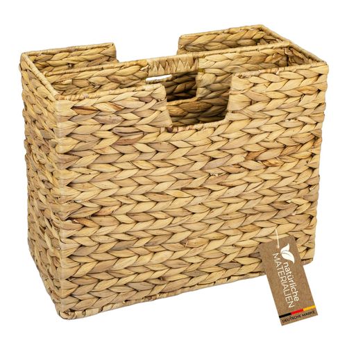 HMF Zeitungsständer, Zeitungskorb geflochten aus Wasserhyazinthe, 2 Fächer, 40 x 20 x 33 cm
