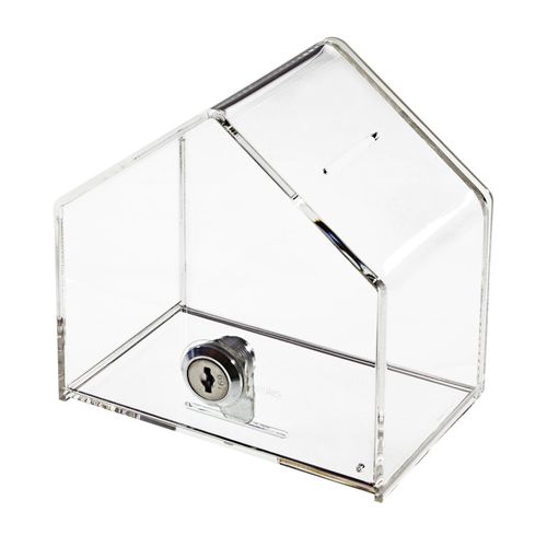 HMF 46911 Spendenbox, Aktionsbox, Spendenhaus, Acryl, 13,8 x 12,5 x 9,0 cm