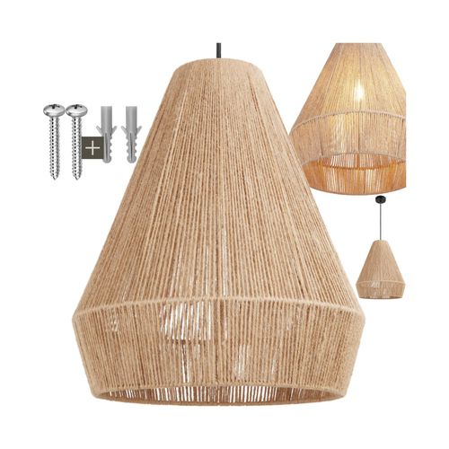 tectake® Pendelleuchte, Boho-Stil, Wickeltechnik, 40 W, Stahlgestell, 40,5 x 47 cm