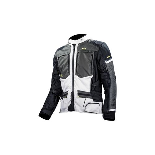LS2 Norway wasserdichte Motorrad Textiljacke, schwarz/grau/fluo-gelb, M