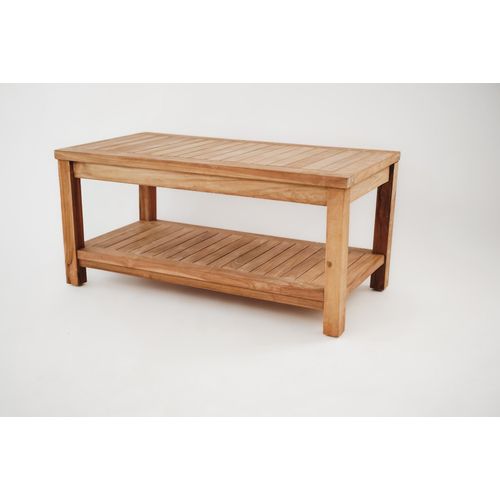 Beistelltisch Teakholz 60x60x45 cm mit Ablageboden, Gartentisch