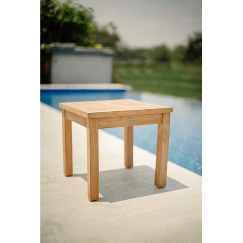 Beistelltisch Teakholz 60x60x45 cm, quadratischer Couchtisch massiv