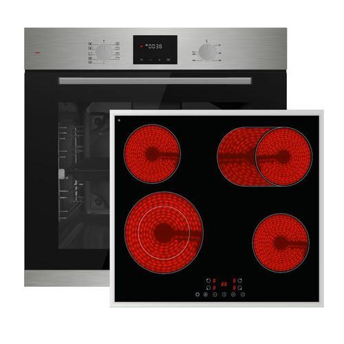 Böhme Einbauherdset Autark Elektrobackofen | 1-fach-Teleskopauszug, 9 Backofenfunktionen| PKM EB-C4-2KBTCG Autarkes Glaskeramikkochfeld TouchControl