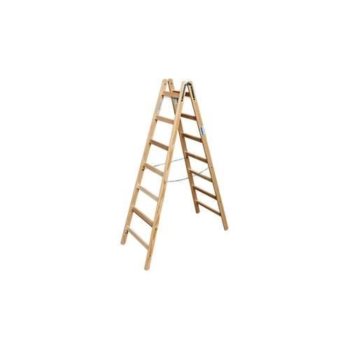 Sprossen-Doppelleiter, Holz, 2 x 7 Sprossen