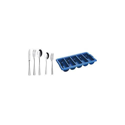Besteck-Sparset, 181-tlg., Edelstahl 18/10, Messer aus Klingenstahl, poliert, inkl. Kunststoffmulde, 36 Messer, Löffel, Gabeln, Kuchengabeln, Kaffeelöffel
