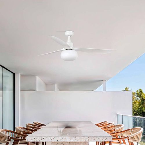 Deckenventilator mit Licht Outwood, weiß, DC, leise, Ø150cm