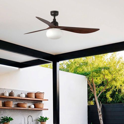 Deckenventilator mit Licht Outwood, braun, DC, leise, Ø150cm
