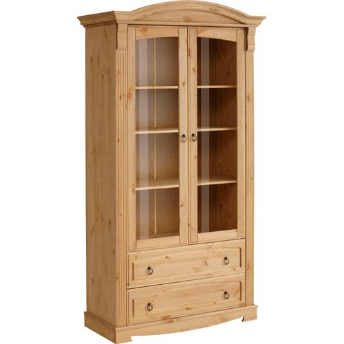 Home affaire Glasvitrine »Anna«, (Gesamtmasse (B/T/H): ca. 97/46/188 cm), mit Glastüren, 2 Schubladen, Höhe 188 cm, aus massiver Kiefer, FSC®