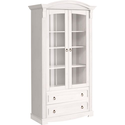 Home affaire Glasvitrine »Anna«, (Gesamtmasse (B/T/H): ca. 97/46/188 cm), mit Glastüren, 2 Schubladen, Höhe 188 cm, aus massiver Kiefer, FSC®