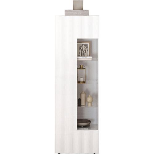 INOSIGN Vitrine »RIO, Höhe 187 cm, Hochschrank mit 1 Tür, Anrichte, Standvitrine«, Vitrinenschrank, geriffelte MDF-Front, modern, elegant, geräumig