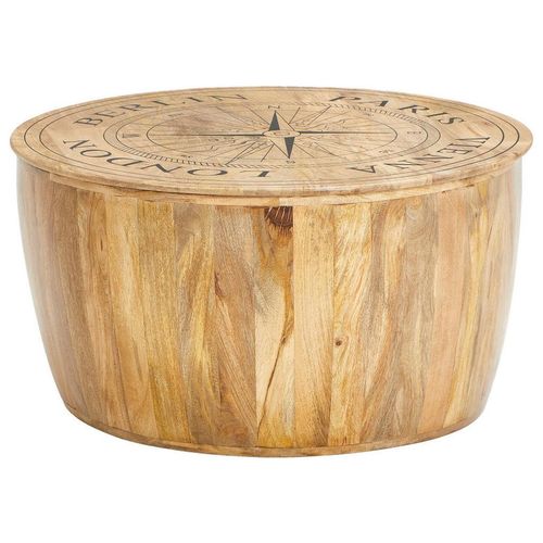 Carryhome Couchtisch , Natur , Holz , Mangoholz , massiv , Holz , rund , Bodenplatte , 83x42x83 cm , Holzmöbel, Holztische, Couchtische Holz