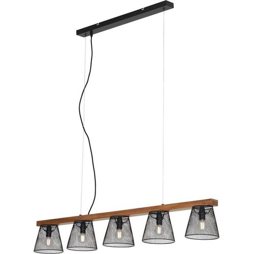 Pendelleuchte Hängelampe BRILONER LEUCHTEN TAUNUS, 25 W, IP20, schwarz, Metall-Holz, exkl. 5x E14, 110 x 15 x 136 cm