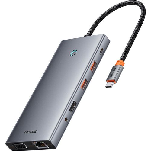 Baseus PortalJoy Serie 13-in-1 USB-C Hub - 2x HDMI / DP / VGA / USB-A 3.1 / USB-C 3.1 / USB-A 2.0 / PD / RJ45 / SD / TF / AUX - Grau