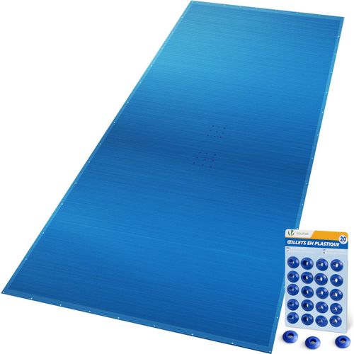 VOUNOT® Poolabdeckung Rechteckig 160g/m² Doppelter Poolplane mit DIY-Drainagelöchern & Aluminiumösen, 8X14m