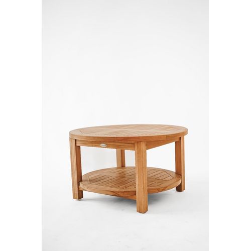 Beistelltisch Teakholz 50x50x45 cm mit Ablageboden, Gartentisch
