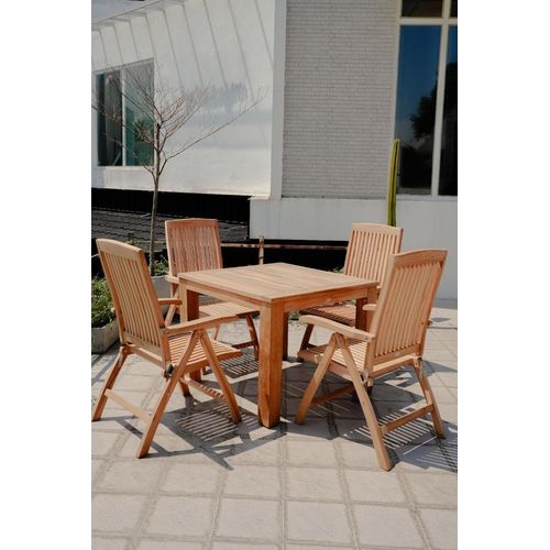 Esstisch Teakholz quadratisch 100x100x75 cm, massiver Gartentisch