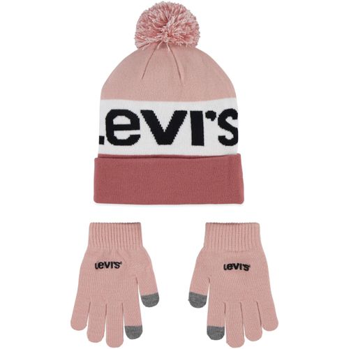 Bommelmütze LEVI'S KIDS, Baby, Gr. - (128/158), rosa (rapture rose), Obermaterial: 95% Polyacryl, 4% Polyamid, 1% Elasthan, Casual, Mützen, und Handschuh im Set