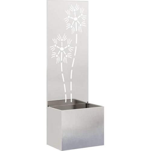 vidaXL Blumentopf mit dekorativem Paneel Silber 50 x 140 cm Edelstahl