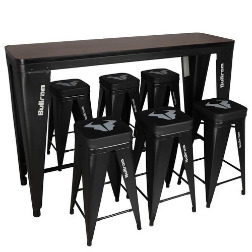 Bar Set – Tisch mit 6 Barhockern 170x51x113cm Bartisch Pausenraum Pausentisch