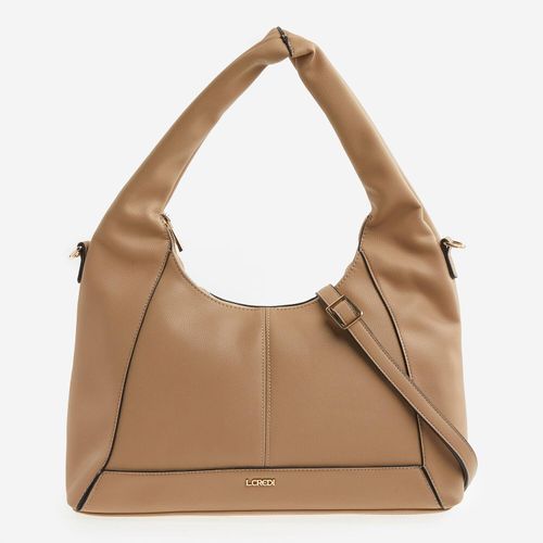 Beigefarbene Schultertasche in Lederoptik Image