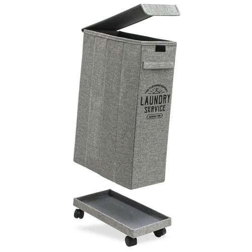 50L Wäschekorb mit Rollen - 20x40x60 Wäschesammler Schmal - Wäsche Nischenregal