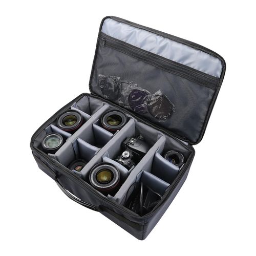 HMF 18442-02 Kameratasche, Kamerakoffer individuelle Trennwände, Spiegelreflex, 44 x 28 x 18 cm, Schwarz