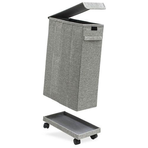 50L Wäschekorb mit Rollen - 20x40x60 Wäschesammler Schmal - Wäsche Nischenregal