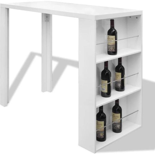 vidaXL Bartisch mit Weinregal MDF Hochglanz Weiß