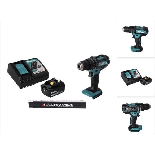 Toolbrothers Gliedermaßstab + DHP 482 RF1 Akku Schlagbohrschrauber 18 V 62 Nm + 1x Akku 3,0 Ah + Ladegerät