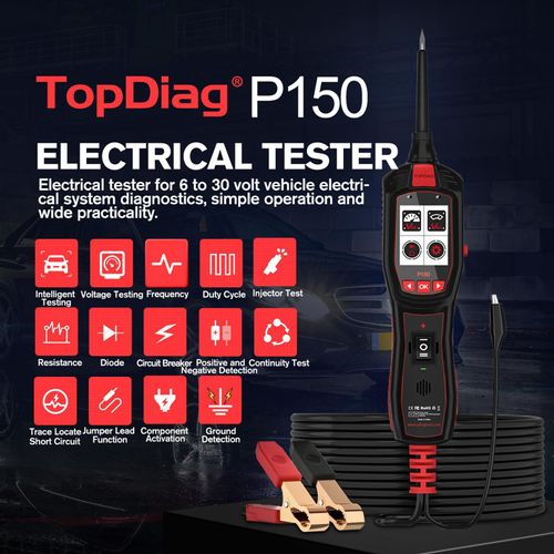 TopDiag P150 Car Tester Automotive Electrical Tester System Fuel Injector Signal Detection/Frequency/Duty Cycle/DC AC Voltage/Resistance/Diode/Intelligent Testing