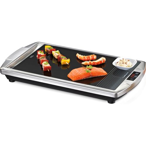 Glaskeramik® Grill CG 2308/TC, Edelstahlgehäuse, original SCHOTT Glaskeramik® Glaskeramik Grillfläche, elektronische Temperaturregelung von 80 °C bis 280 °C, Fettauffangrinne, LED Display, Touch Control