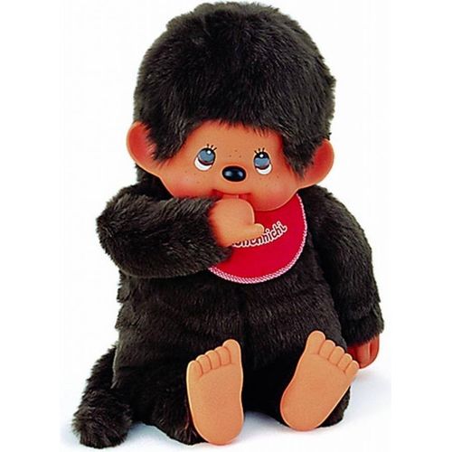 Monchhichi Kuscheltier Junge Plüschpuppe rot Lätzchen 80cm groß