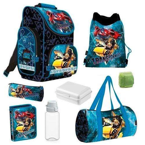 Transformers Schulranzen Set 8tlg. mit Federmappe Dose Flasche Sporttasche Bumblebee & Optimus Prime