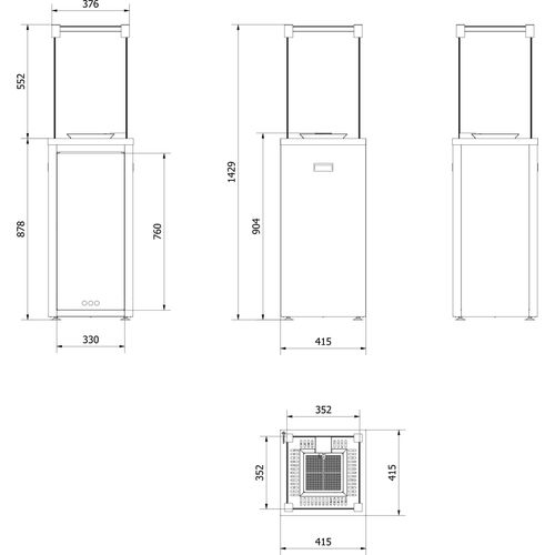 Terrassenheizer Gas PATIO SLIM weiß + Gratis TANGO/1 bioethanol freistehender-kamin