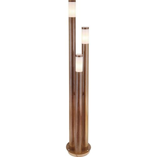 Stehleuchte Edelstahl, Holz-Optik, H 170 cm