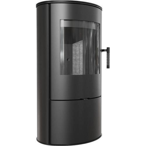 KAMINOFEN AUS STAHL KRATKI ROLLO Ø 150 7 KW SCHWARZE THERMOTEC-AUSKLEIDUNG Satz