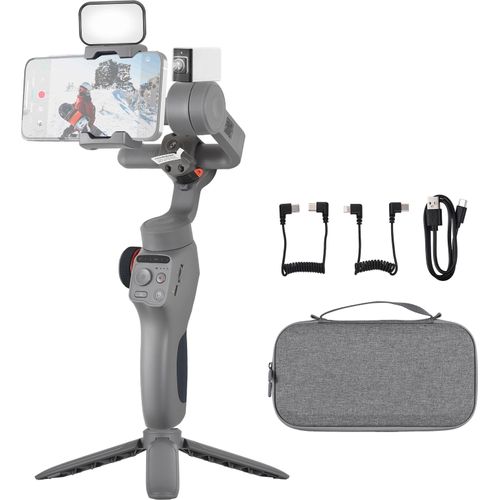 FUNSNAP Capture 5 3-Achsen-Stabilisator Gimbal-Stabilisator mit LCD-Bildschirm fuer Smartphone 450 g/0,99 lbs Nutzlast Anti-Shaking-Unterstuetzung BT-Verbindung App-Steuerung mit LED-Licht AI Active Tracker-Modul und Stativstaender