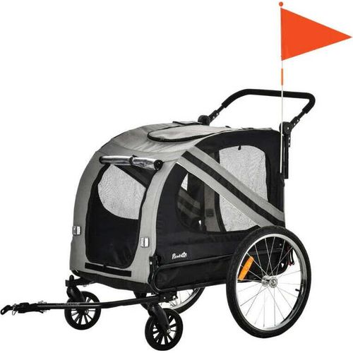 Rootz Hundebuggy - Hundekarre - Haustierbuggy - Haustierfahrradanhänger - Hundekinderwagen - Sicherheitsleine Reflektoren - Grau - 140cm x 72.5cm x 108cm