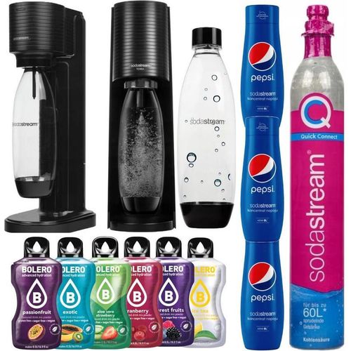SODASTREAM TERRA SATURATOR FLASCHENKARTON FUSE PEPSI-SIRUP x 3 ,BOLERO-BEUTEL